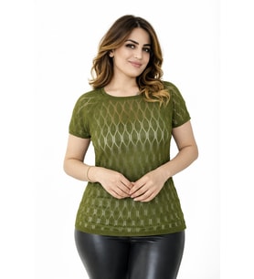 Kadın Triko Kısa Kol Bluz 12943 BGL-ST05309