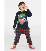 Ekose Muzip Dino Pantolon + T-shirt Takım