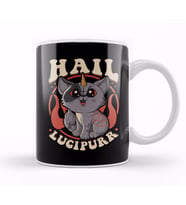 Cute & Funny Satanic Hail Lucipurr Rainbow Kitty Kupa Bardak Porselen