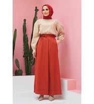 1155-Acelina Pantolon Etek Tarçın