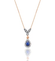 Söğütlü Silver Gümüş rose safir taşlı damla kolye