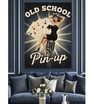 Eski Okul Pin Up Kadın Dekoratif Kanvas - Mdf Ahşap Tablo
