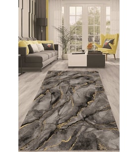 Dijital Kaymaz Taban Yıkanabilir Modern Renkli Salon Halısı Mutfak Halısı Yolluk ND-HT-721 (Gri)
