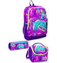 Coral High Kids Pembe Mor Voleybol Desenli 3'lü Okul Çanta Seti SET0123761