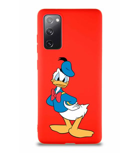 Samsung Galaxy S20 FE Soft Premier Kapak Donald Duck-D Tasarımlı Silikon Kılıf - Kırmızı (Şeffaf)