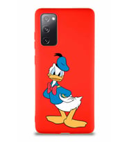Samsung Galaxy S20 FE Soft Premier Kapak Donald Duck-D Tasarımlı Silikon Kılıf - Kırmızı (Şeffaf)