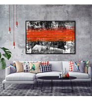 Tablolife Orange Line Yağlı Boya Dokulu Tablo 100X150,Çerçeve;Çerçevesiz