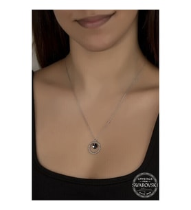 Crystal Taşlı Halka 925 Ayar Gümüş Kolye