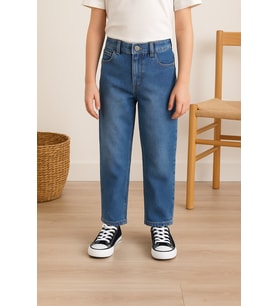 Kız Çocuk Bol Paça Kot Pantolon - 9 YAŞ / MAVİ