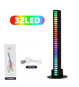 Sese Duyarlı 32 Led Şarjlı Rgb  Ekolayzer 8 Mod Ambiyans Çubuğu (Siyah)