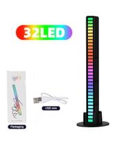 Sese Duyarlı 32 Led Şarjlı Rgb  Ekolayzer 8 Mod Ambiyans Çubuğu (Siyah)