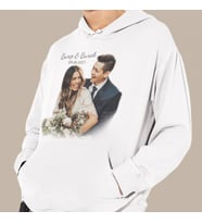 Kişiye Özel Fotoğraf Baskılı Kapşonlu Beyaz Unisex Sweatshirt HK2156