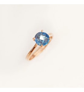 14k Altın Mavi Topaz Taşlı Yüzük