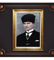 Özel Seri Paspartulu Çerçeveli Atatürk Tablo l86 (Gold)