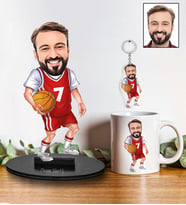 Kişiye Özel Basketbol Tasarımlı Karikatür Biblo Anahtarlık Ve Kupa Hediye Seti 98
