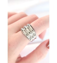 Silver Renk Ayarlanabilir Çizgili Bombe Yüzük