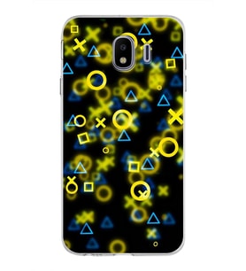 Samsung Galaxy J4 Kapak  Semboller Tasarımlı Şeffaf Silikon Kılıf