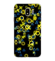 Samsung Galaxy J4 Kapak  Semboller Tasarımlı Şeffaf Silikon Kılıf