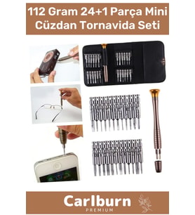 Profesyonel 112 Gr Cep Telefon Elektronik Cihaz Gözlük 24+1 Parça Mini Çıtçıt Cüzdan Tornavida Seti