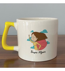 Süper Mom Pelerin Baskılı Sarı Kulplu D Kupa