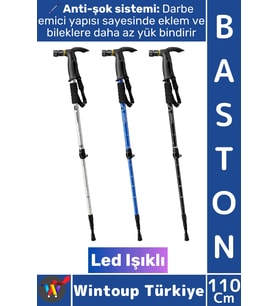 #Baston Ergonomik Outdoor Trekking Baston Ledli Anti-Şok Ayarlanabilir Teleskopik Yürüyüş Batonu