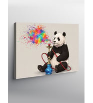 Kanvas Tablo Nargile İçen Panda