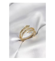 Mey İthalat® Yılan Model Gold Renk Zirkon Taşlı Kadın Yüzük