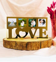 Kişiye Özel Fotoğraflı Gold Love Çerçeve