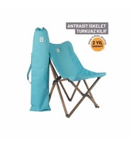Bag The Joy Ahşap Katlanır Kamp Sandalyesi – Antrasit İskelet - Turkuaz Kılıf