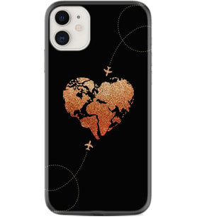 Apple iPhone 11 12 13 Mini Kılıf Desemli Silikon Plane Heart 1721