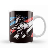 US American Flag Horse Riding Equestrian Sport Horseshoe Kupa Bardak Porselen