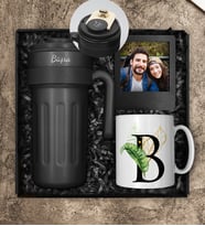 Kişiye Özel Çelik 700 ML Dereceli Termos & Kişiye Özel Kupa & Çerçeve Hediye Seti