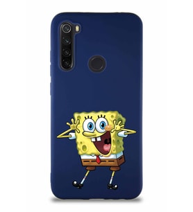 Xiaomi Redmi Note 8 Soft Premier Kapak Sünger Bob Tasarımlı Silikon Kılıf - Lacivert (Şeffaf)