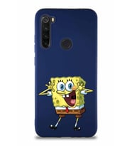 Xiaomi Redmi Note 8 Soft Premier Kapak Sünger Bob Tasarımlı Silikon Kılıf - Lacivert (Şeffaf)