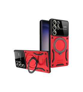 Samsung Galaxy S25 Ultra Kılıf Joy Lens Standlı Kapak - Kırmızı