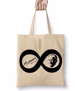 Mustafa Kemal Atatürk Sonsuzluk İşareti Bez Çanta Uzun Saplı