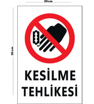 Metal Kesilme Tehlikesi 20cm x 30cm A4 Büyüklüğünde Uyarı Levhası Yönlendirme Tabelası
