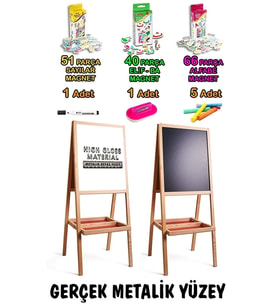 Manyetik Ahşap Çocuk Yazı Tahtası, Eğlenceli ve Öğretici Öğelerle