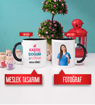 Kadın Doğum Uzmanı Kupa Bardak Siyah Fotoğraflı