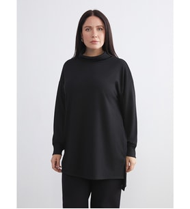 LCW EVERYDAY Siyah Dik Yaka Oversize Kadın Sweatshirt Tunik
