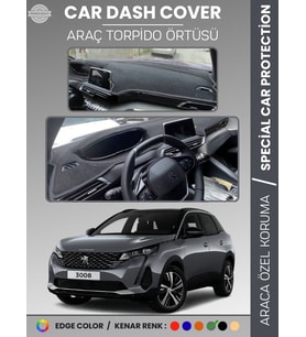 PEUGEOT 3008 EKRANLI (2021+) Torpido Örtüsü Panel Koruma Torpido Koruma Tam Uyum Kaymaz Özel Kesim