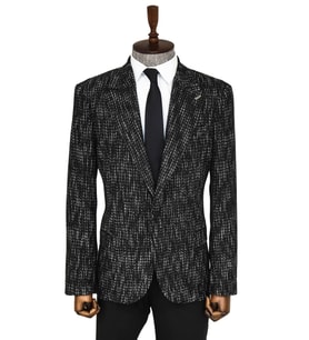 Desenli Slim Fit Spor Siyah Erkek Ceket - Wessi