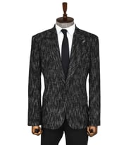 Desenli Slim Fit Spor Siyah Erkek Ceket - Wessi