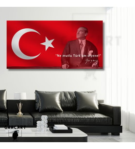 Panoramik Kanvas Makam Panosu Atatürk Sözleri "Ne mutlu Türk'üm diyene!"