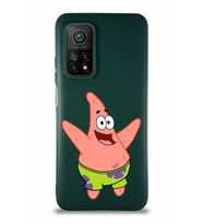 Xiaomi Mi 10T Pro Soft Premier Kapak Patrick Yıldız Tasarımlı Silikon Kılıf - Yeşil (Şeffaf)