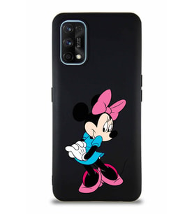 Realme 7 Pro Soft Premier Kapak Minnie Mouse-F Tasarımlı Silikon Kılıf - Siyah (Şeffaf)
