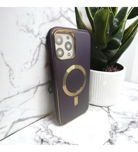 Iphone 13 Pro Max 1.sınıf Kalite Sert Slikon Lüx Klasik Magsafe Özellikli Telefon Kılıfı (Mor)