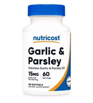 Garlic & Parsley Oil (15mg) 180 Softgels - Odorless Garlic & Parsley, GMO-Free, 60 Servings