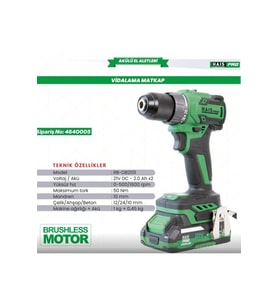 AKÜLÜ VİD. DARBESİZ 21V 2.0 Ah RB-DB2101 HAİSPRO