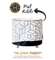 Yıkanabilir Puf Tabure Kılıfı Tak-Çıkar-Değiştir-Yenile Orta Sehpa Kılıfı By Lotus Gri
